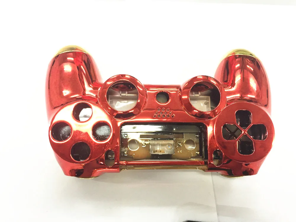 Полный корпус оболочка покрытие чехол кнопки для PS4 sony Playstation 4 v1 беспроводной контроллер-хром золото Красный Замена