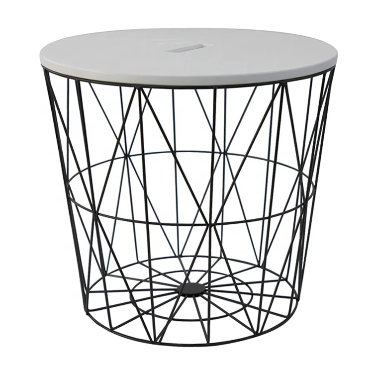 Простой дизайн гостиной круглый железный провод боковой стол|Журнальный столик|