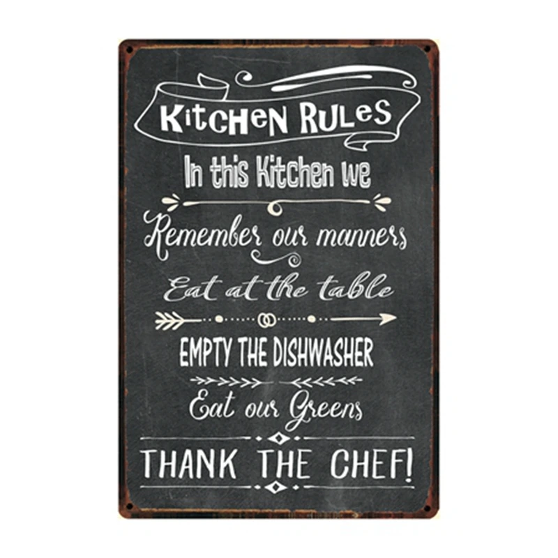 

[ Kelly66 ] Kitchen Rules Metal Sign Tin Poster Home Decor Bar Wall Art Painting 20*30 CM Size y-2264