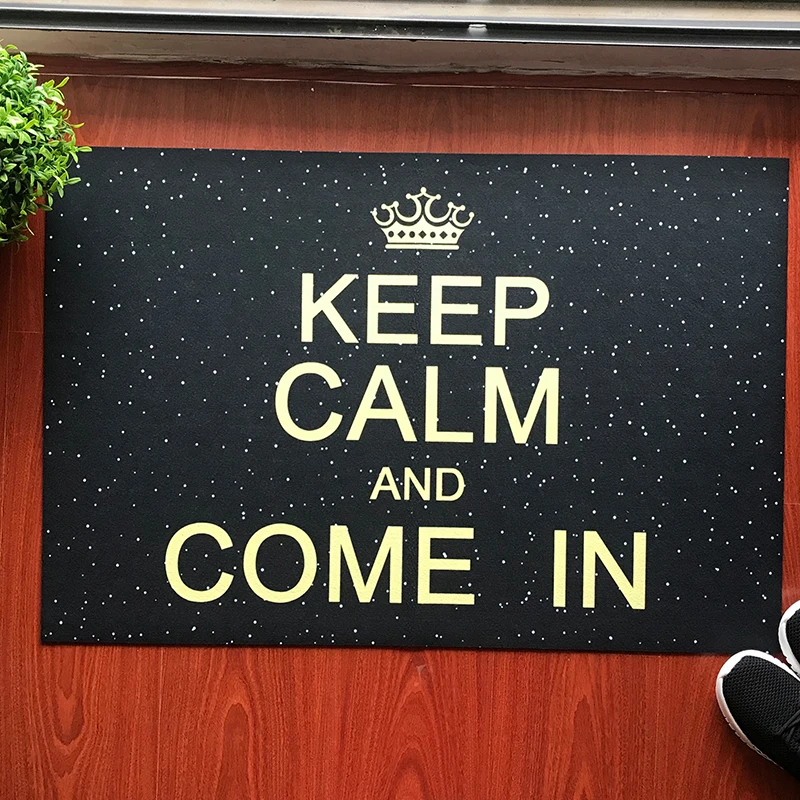 Заказной коврик для входной двери с надписью Keep Calm and Come In Crown Забавный дверной