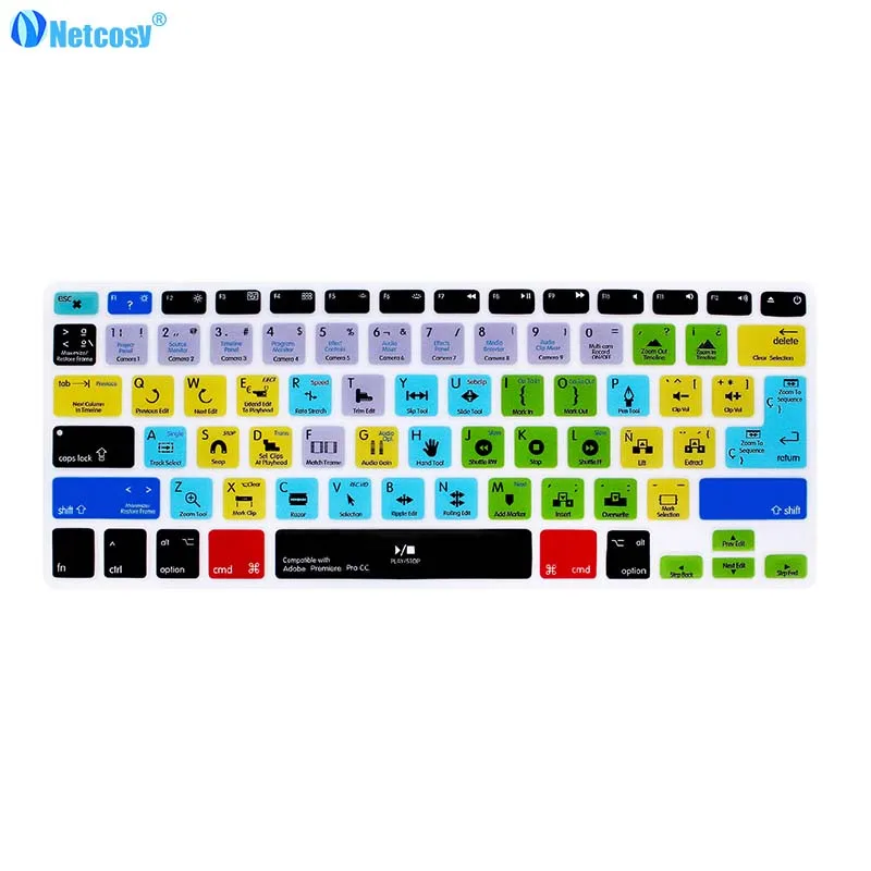 Netcosy испанская клавиатура для Macbook Pro A1278 Air 13 Ableton Final Cut Pro X фотошоп резиновая крышка