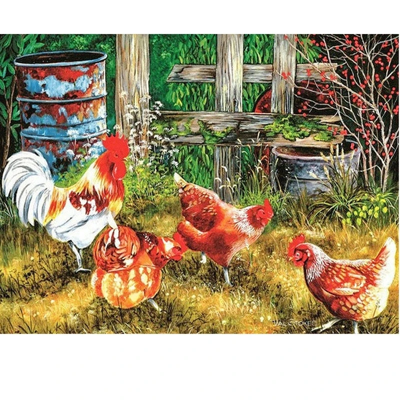 Набор для алмазной живописи курица во дворе стразы вышивки крестиком Декор