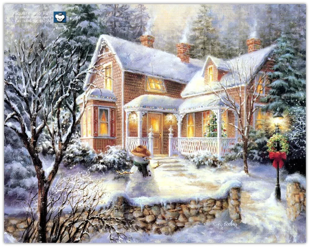 Мозаика алмаз Вышивка Cross Nature зимние пейзаж живопись вставили для площадь дрель