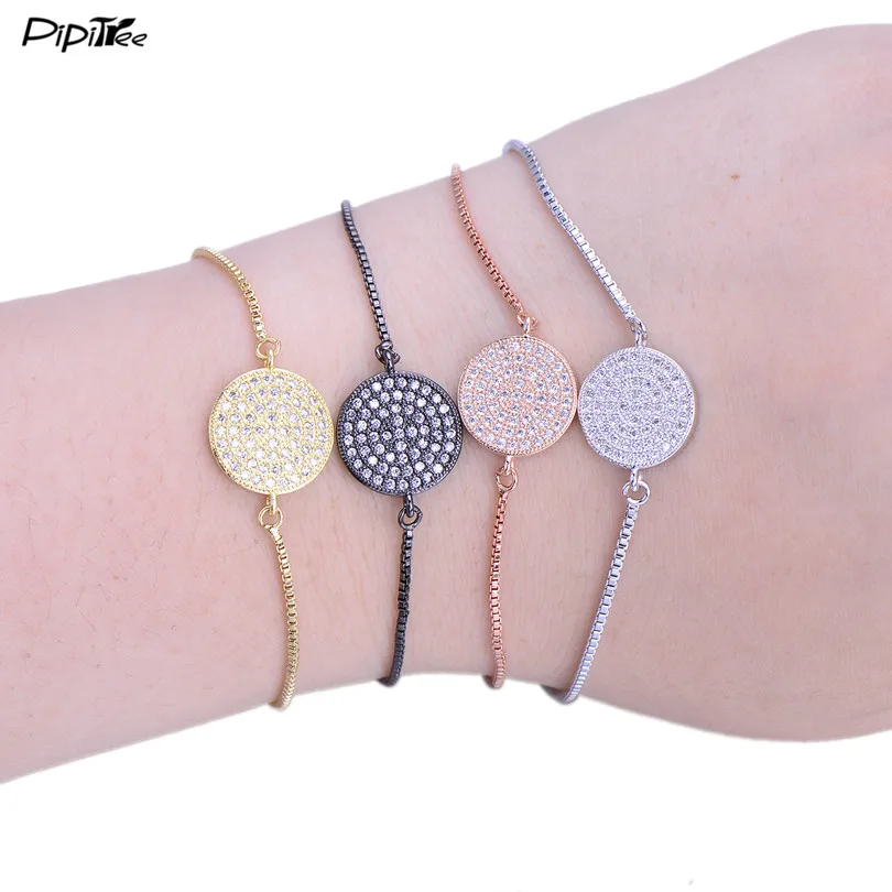 Pipitree микро кубический цирконий Кристалл паве Круглый Шарм-браслет классические