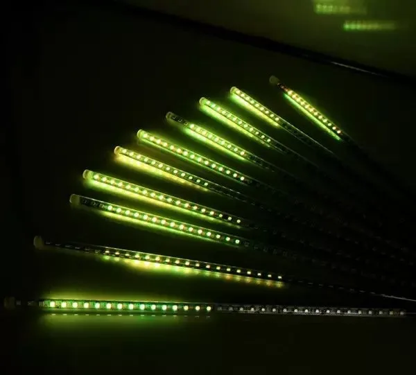 80 см длинные 5050 SMD 72 светодиодов/трубок; цветная(RGB) для снежной погоды осень Метеор светодиодные трубки, красный/зеленый/синий 12 мм диаметр; 10 шт./компл.; AC90-260V вход