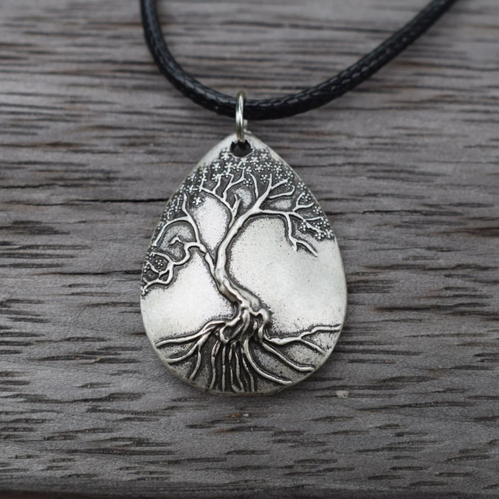 Ожерелье с подвеской Дерево жизни покрытое бронзовыми капельками воды семейная