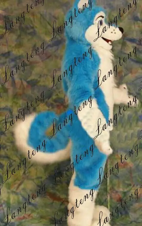 Новинка года Blue Fox длинные волосы Маскоты костюм для взрослых Рождество Хэллоуин наряд Необычные платья Костюм туры фото