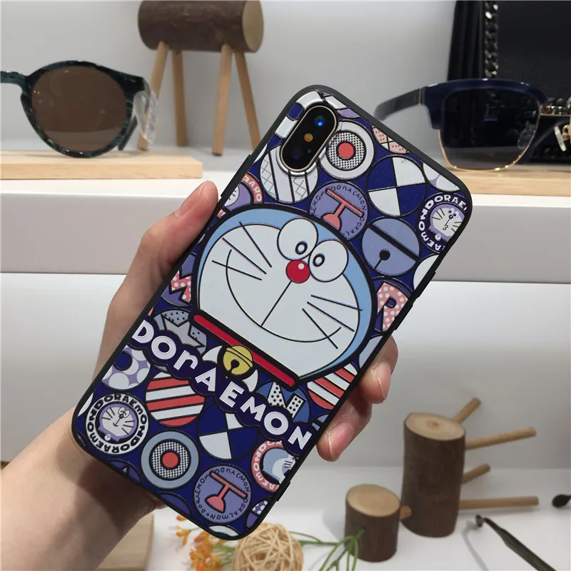 Новый стиль Симпатичные блинтования Doraemon IMD красный синий мягкая оболочка чехол