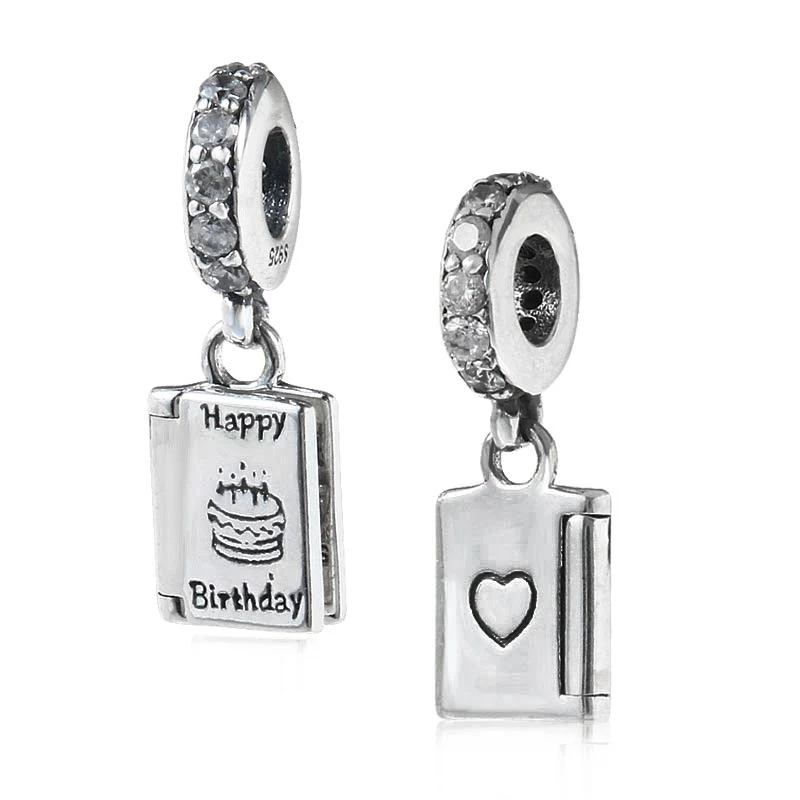 Happy Birthday Wish Sambaah капкейк сердечко Шарм с Кристалл 925 пробы серебро с днем рождения бисер Торт fit Pandora на день рождения подарочный браслет - Цвет: Happy Birthday Wish