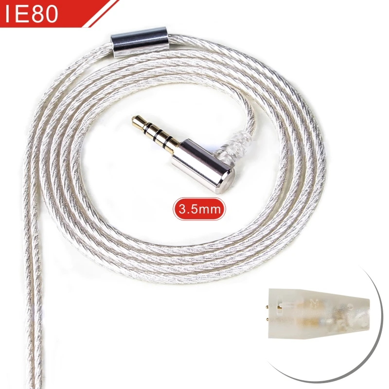 White IE80 FDBRO кабель для наушников посеребренный провод MMCX кабель для SE425 SE535 IE80 IE8I IE8 A2DC IM 2Pin 0,78 мм чехол - Цвет: White IE80