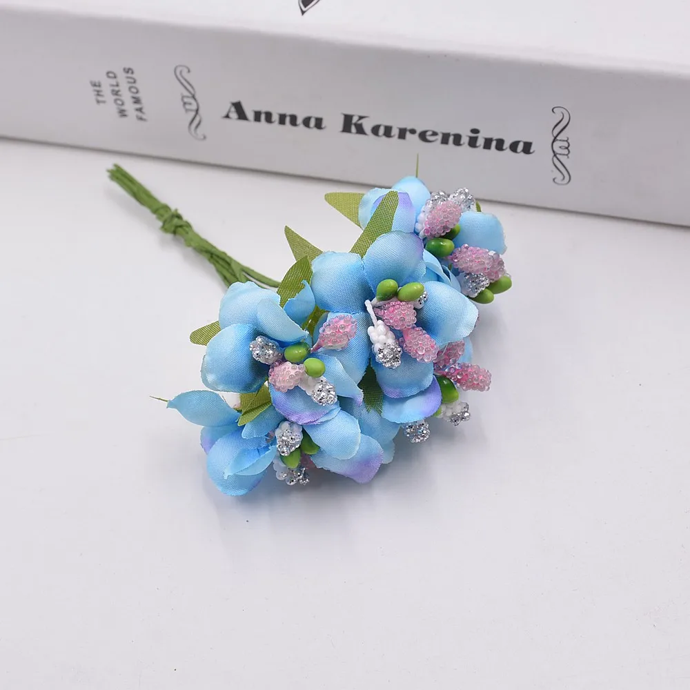 6pcs Silk Gradient Stamen Handmade Artificial Flower Bouquet Wedding Decoration DIY Wreath Gift Scrapbooking Craft Fake | Дом и сад