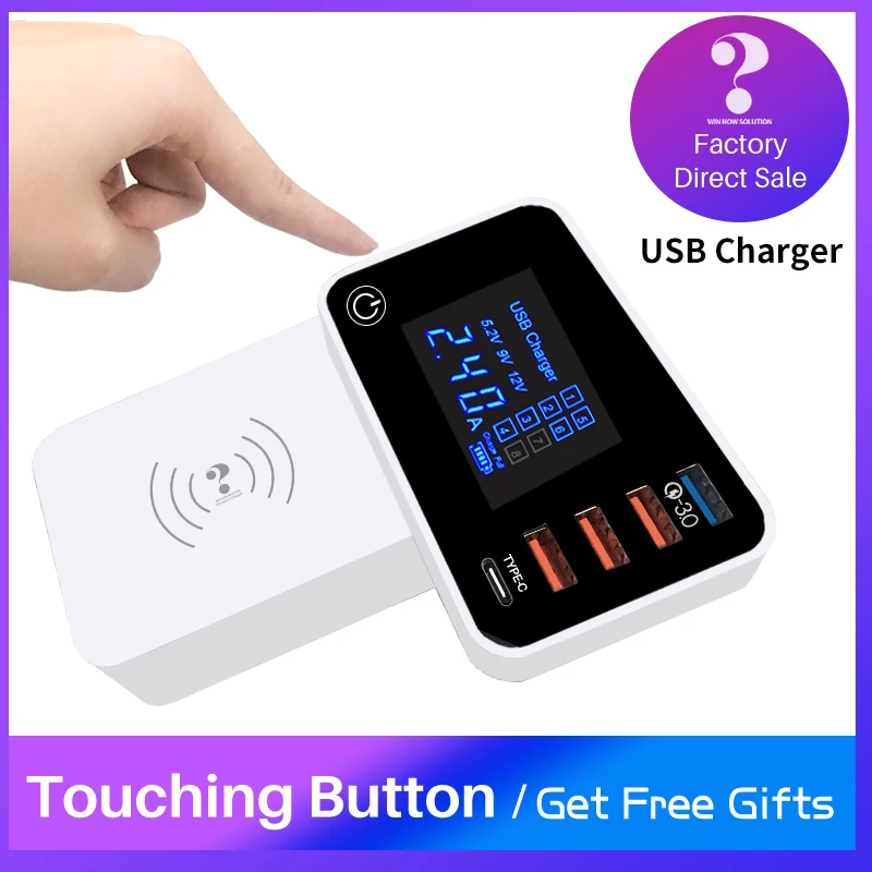 

QI Беспроводное зарядное устройство Quick Charge Type C 3,0 умная USB зарядная станция концентратор быстрое зарядное устройство адаптер для Xiaomi iphone x ...