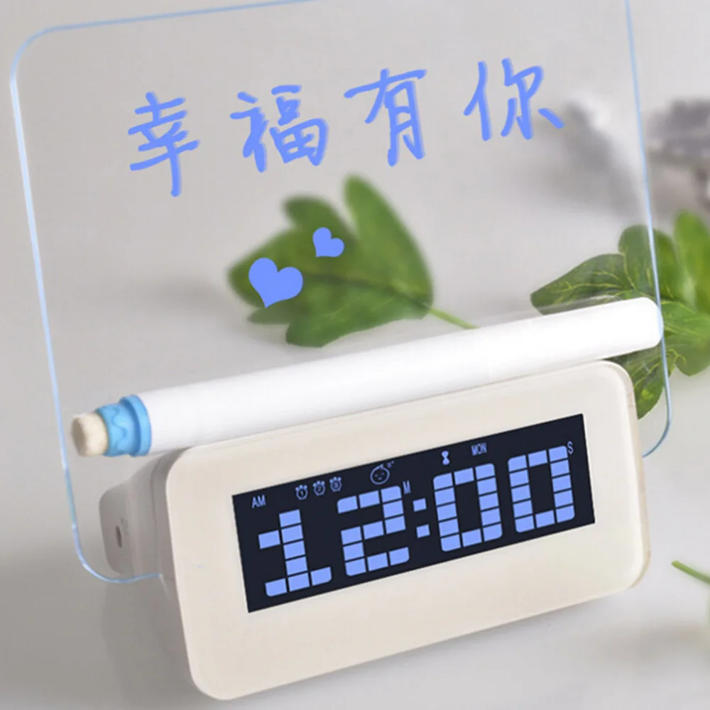 Светодиодный цифровой будильник флуоресцентный с доской сообщений USB 4 портовый