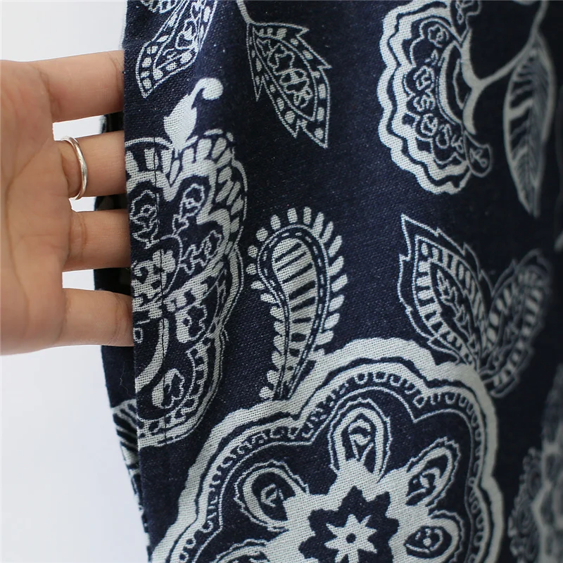 Женское винтажное платье чонсам синее и белое с коротким рукавом стоячим