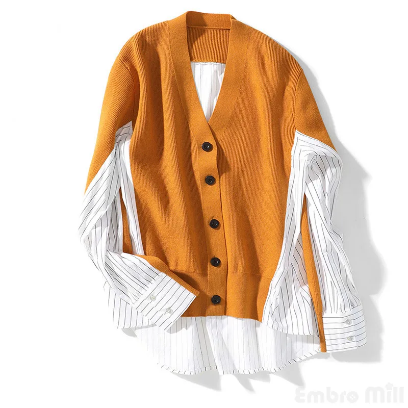 Женский вязаный свитер большого размера с v-образным вырезом кардиган свободный