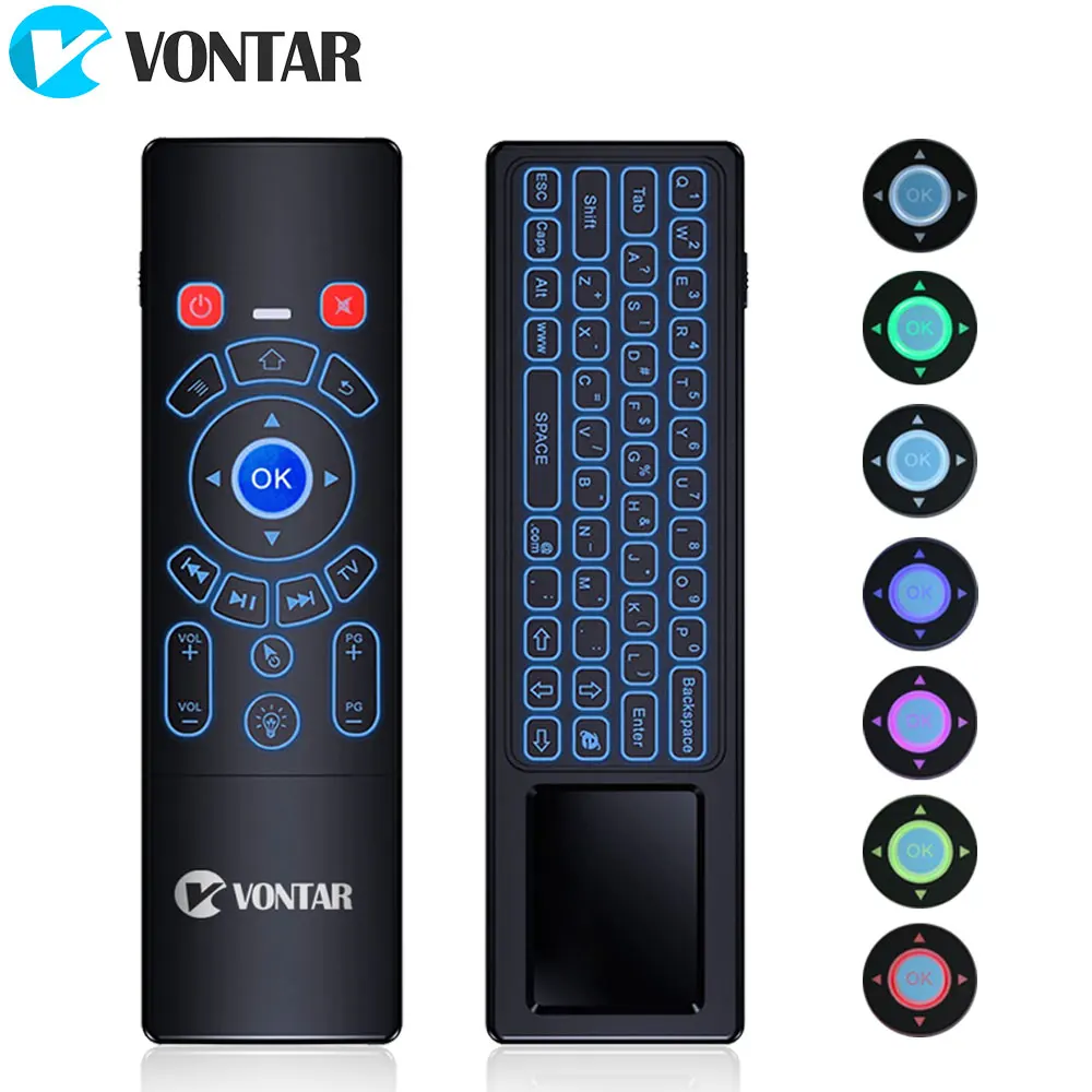 2 4G Air mouse Мини Беспроводной клавиатура с подсветкой дистанционного Управление