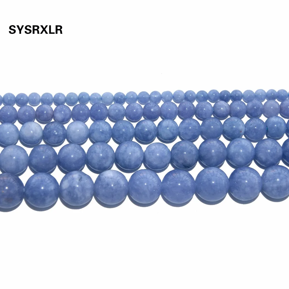 Оптовая продажа круглые широкие бусины из ангелита натурального камня для