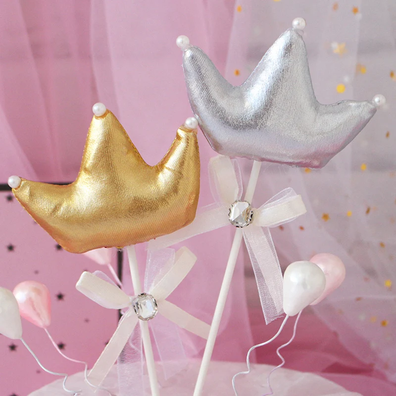 1 Pcs Cute Crown Bowknot Swan Happy Birthday Cake Topper Decoration Baby Shower Kids Party Wedding Favor Supply | Дом и сад