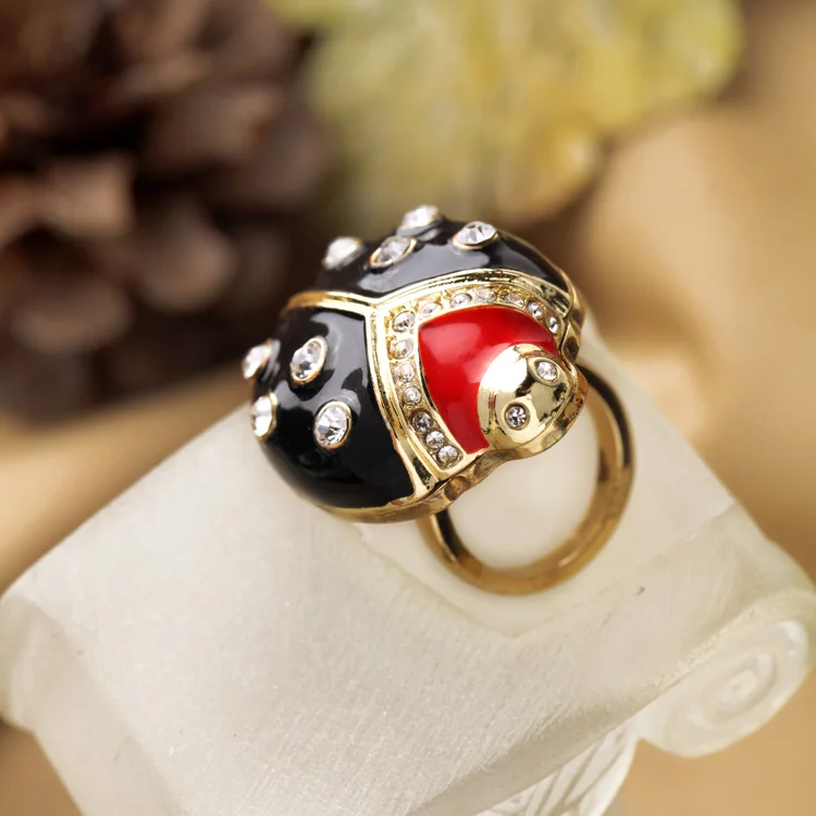 Эмалированное кольцо в виде животного для женщин золотого цвета милые Подвески