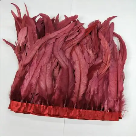 Wine red Дизайн 2 ярда/л Цвет Петух Coque хвост бахрома 30-35 см шитье петух отделка из перьев/ленты 12 цветов - Цвет: Wine red