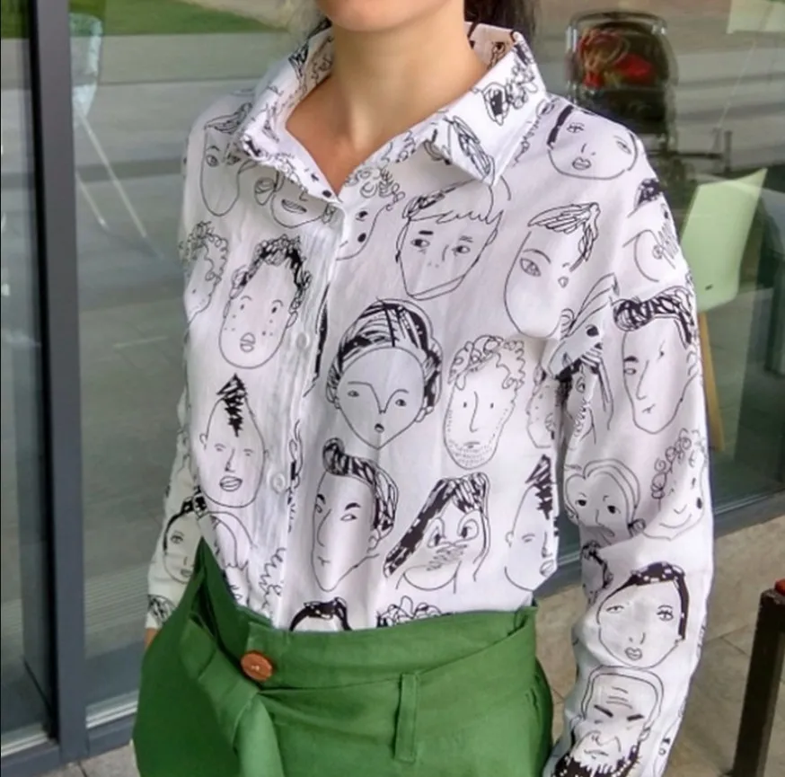 Новинка Весна 2019 модные женские офисные рубашки с длинным рукавом и рисунком