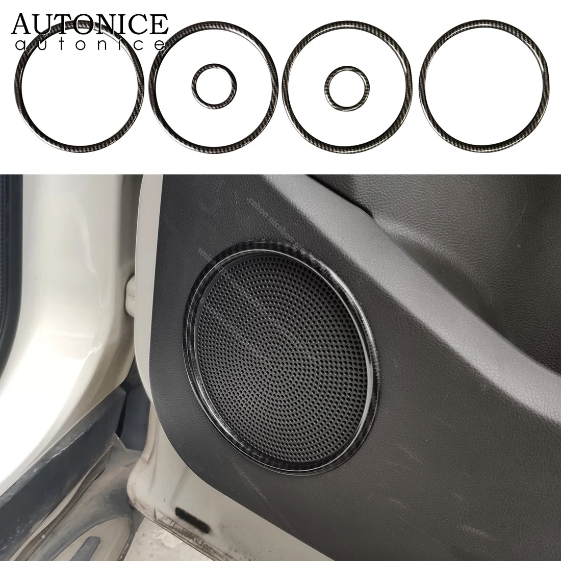 

Fit For Ford Escape Kuga 6pcs Carbon fiber color Door Speaker Panel Cover ABS