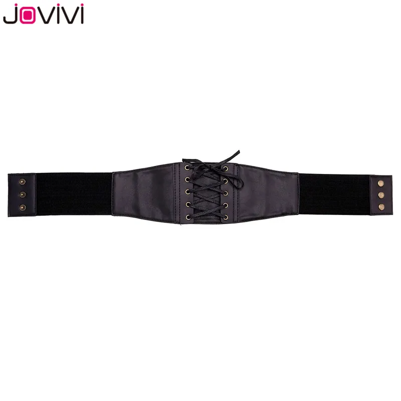

Jovivi Women Elastic Wide Band Tied Waspie Girl Corset Waist Cincher Belt Leather Ladies Punk Waist Belts 1pc