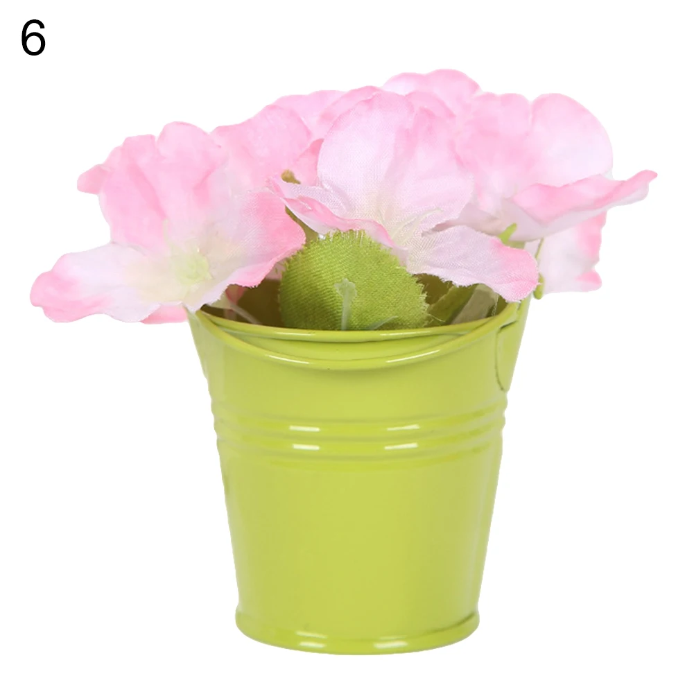 Cute Mini Solid Color Pail Bucket Wedding Party Candy Favours Home Hotel Decor Flower Pots& Planters