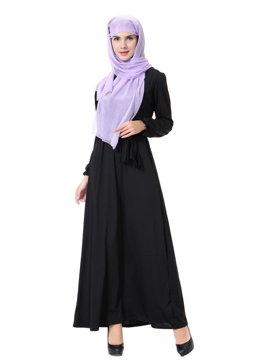 Мусульманские женщины Дубай платье гибкий ремень Макси abaya jalabiya исламские