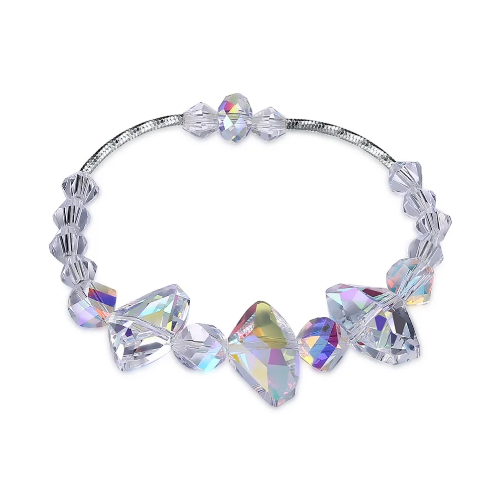 Изысканный женский Кристалл от Swarovski браслет нерегулярный Кристалл 925 Серебряный Модный браслет Свадебная вечеринка ювелирные изделия