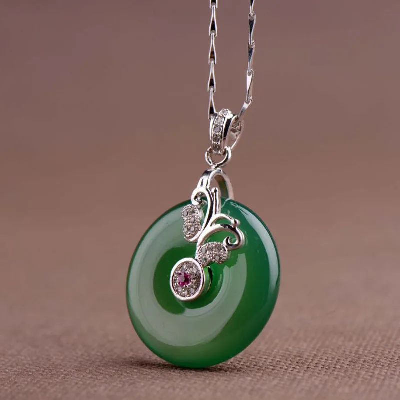 Натуральные зеленые нефритовые подвески и ожерелье с бесплатной цепочкой из