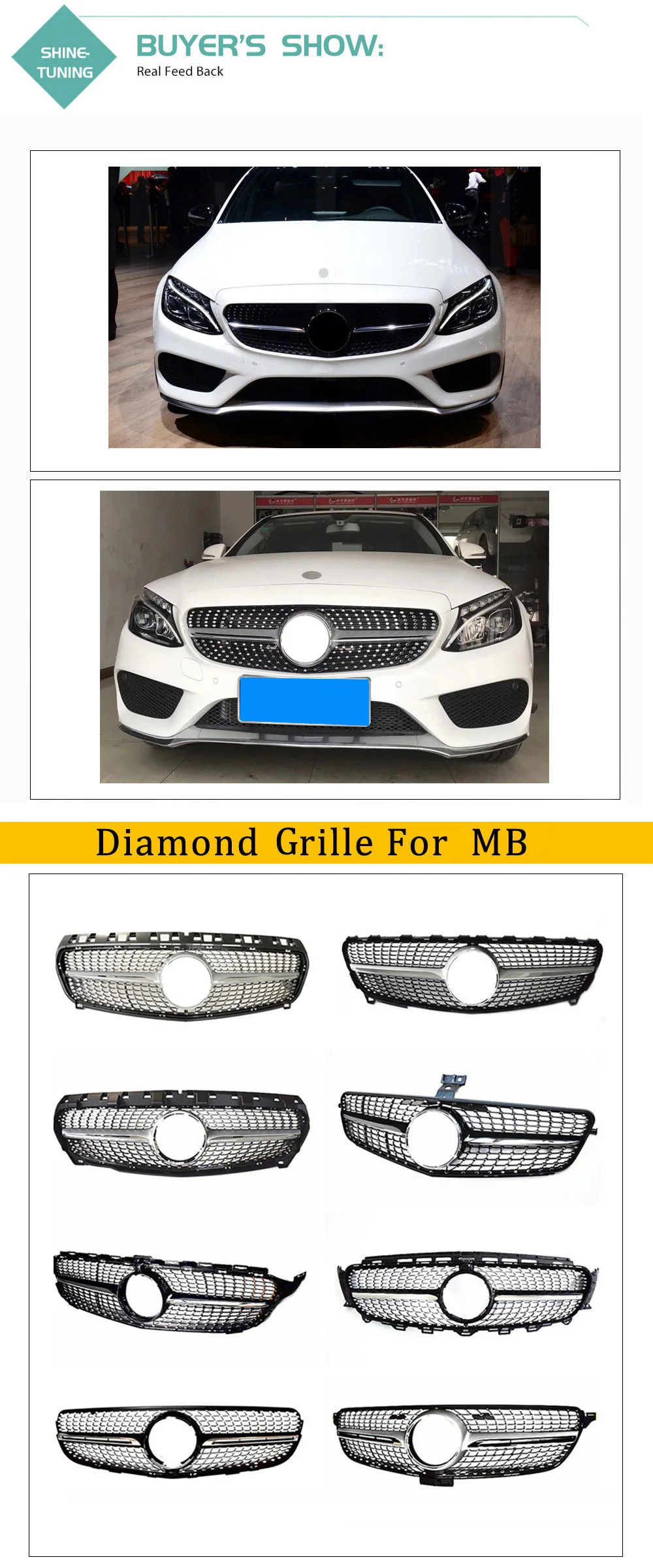 Передняя Алмазная решетка подходит для mercedes C Class w205 c63 решетка+ C450 C250 C180 C200 C220 без центрального логотипа