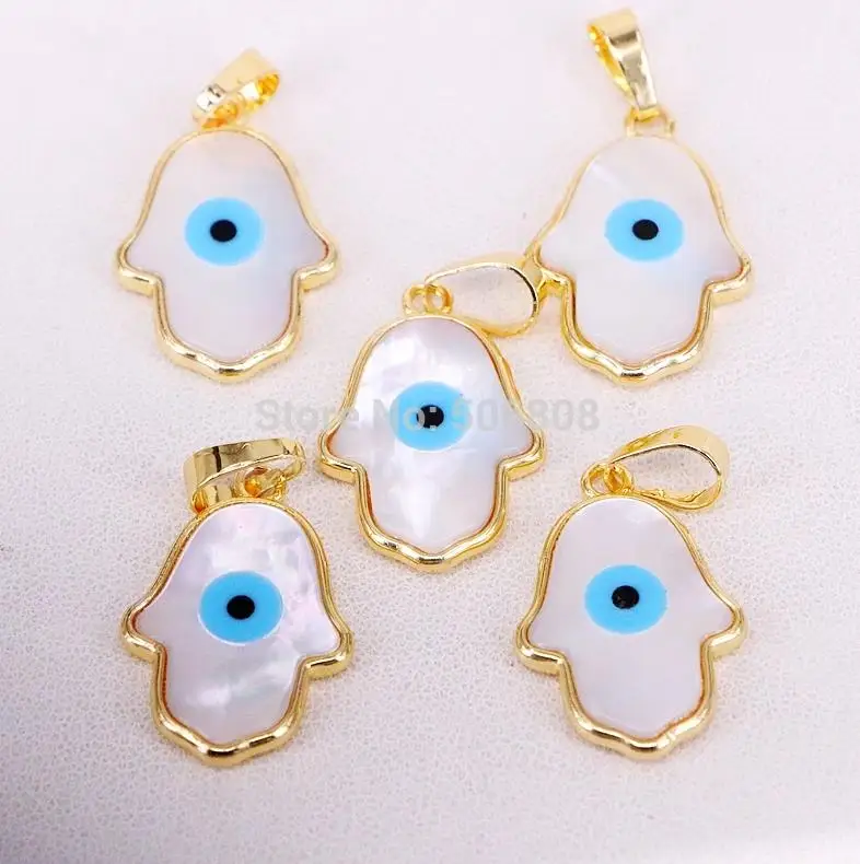 Pendants 10 шт ZYZ309-1559 из золота с уникальным дизайном цвет Хамса рука& глаз кулон оболочки ожерелье - Окраска металла: Pendants