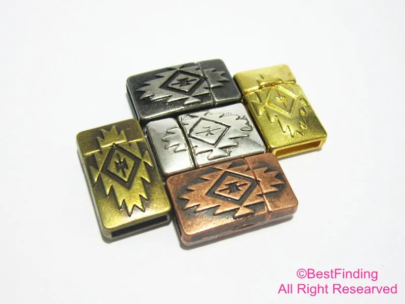 

Magnetic clasp 10mm leather clasps 10x2mm Tribal textured clasps for leather bracelet -3pcs-FC02