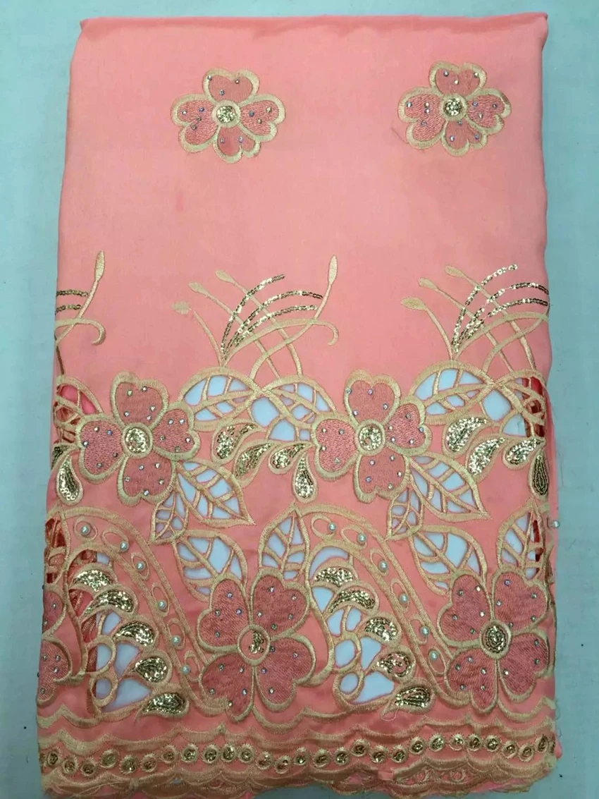 Кружевной комплект в африканском стиле 5 ярдов из шелка и бархата с розовыми