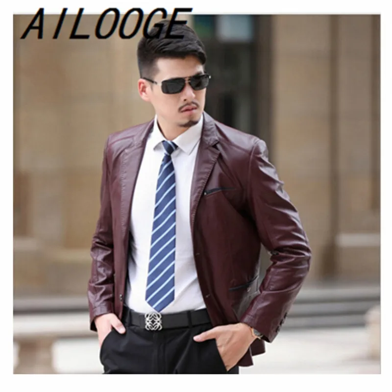 Зимний костюм из овечьей кожи 2016 кожаная куртка мужские Модные кожаные куртки и