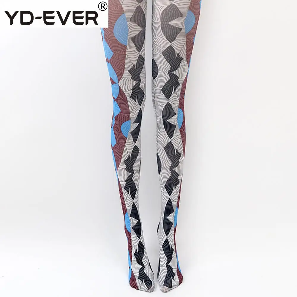 YD-EVER колготки со стеклянным узором, брендовые модные жаккардовые шелковые колготки с рисунком, весенние женские колготки