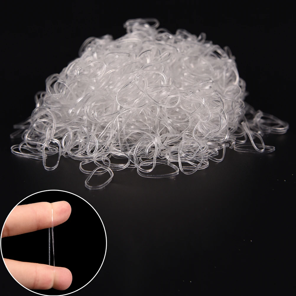 

1000Pcs Clear Rubber Hairband Rope dia 1.6cm Ponytail Holder Elastic Women Hair Band Tie Hair Styling Tools