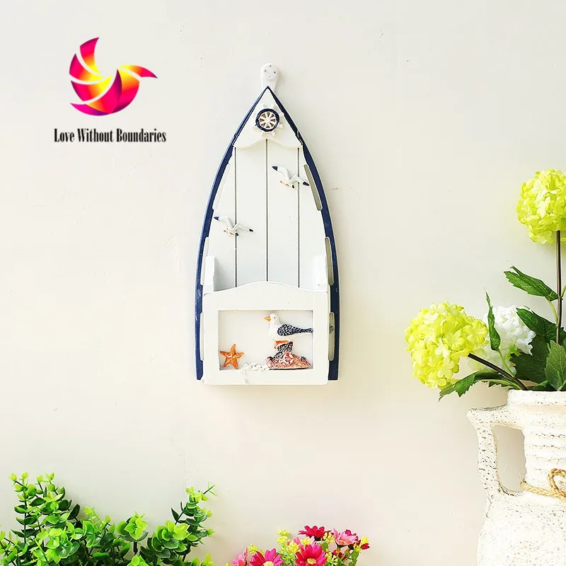 

Mediterranean Style decoration Stylish Wood Wall Ornament Baby Room Pose Decorative Crafts Boat Ship Hang Beach Wooden Ornaments