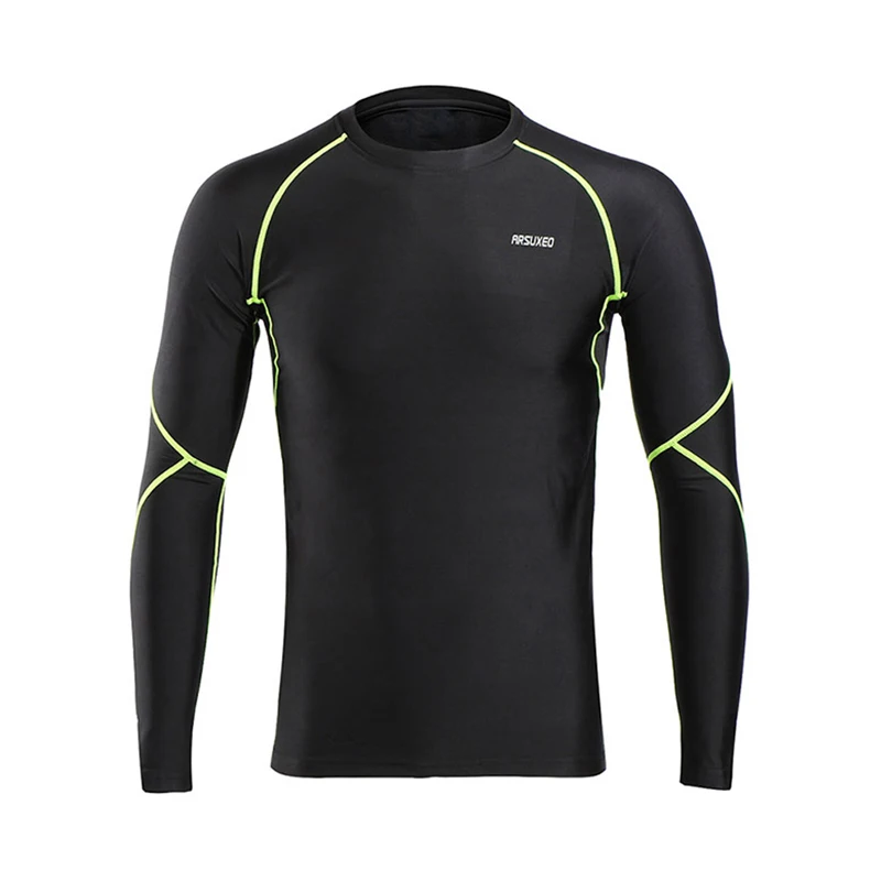 Black Green Tops Мужские зимние спортивные велосипедные базовые слои термобелье мужские для лыж/пеших прогулок/сноуборда - Цвет: Black Green Tops