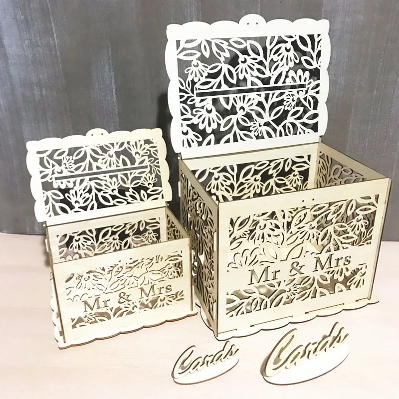 Женская деревянная коробка для свадебных открыток с узелком жениха и невесты