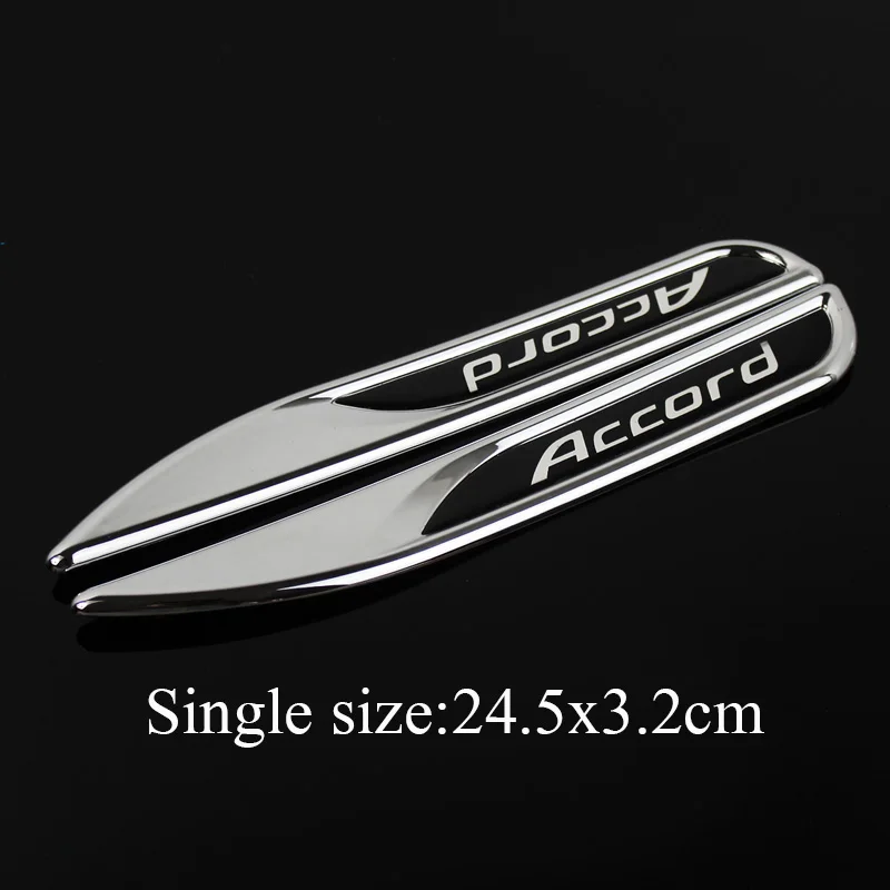 Accord fender 1 пара Хром качество ABS лезвие крыло эмблема 3M этикетка наклейка установка логотип для автомобильного стайлинга для- Honda Accord 24,5 см - Цвет: Accord fender