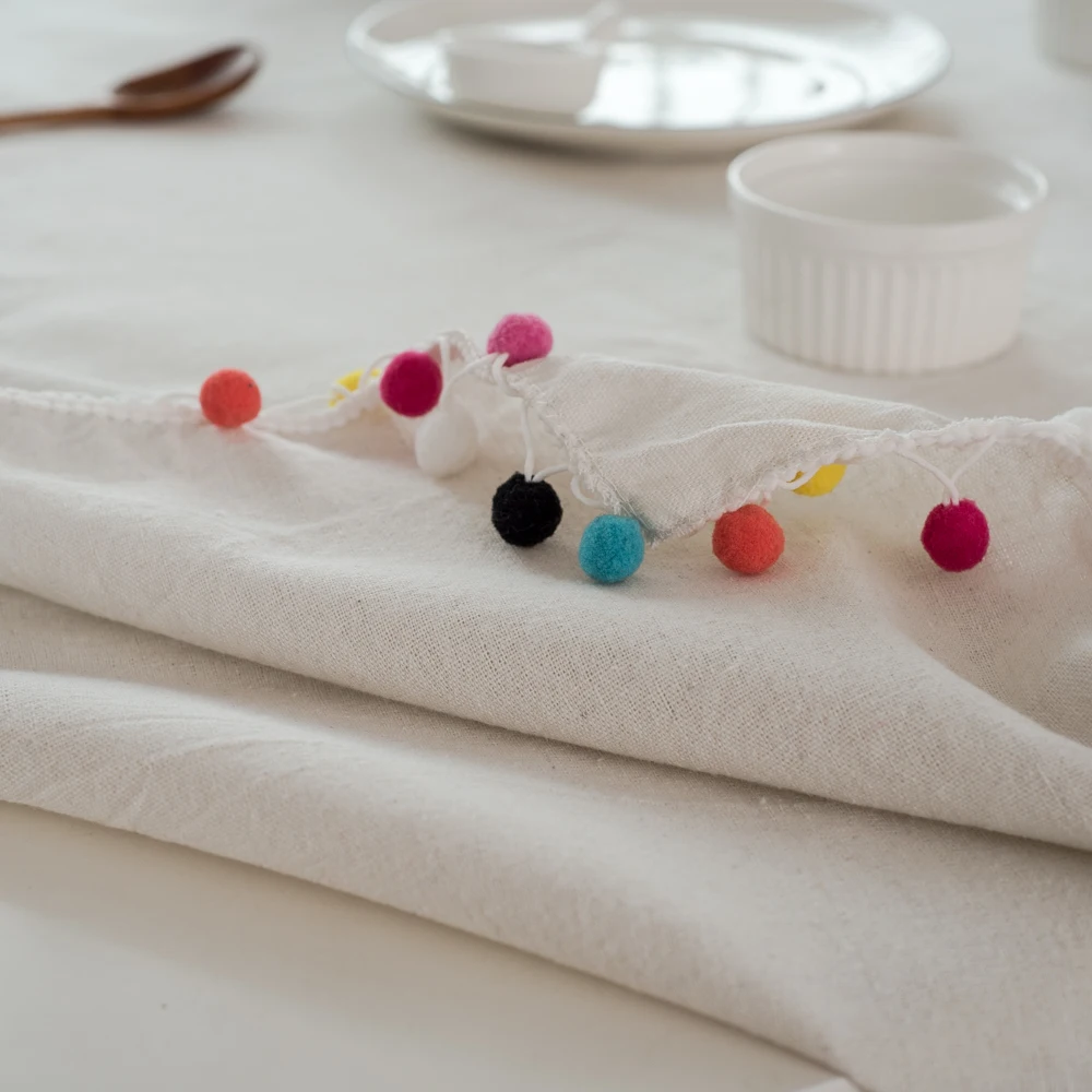 Novzo льняная хлопковая ткань прямоугольная кисточка для скатерти белый плед пряжа