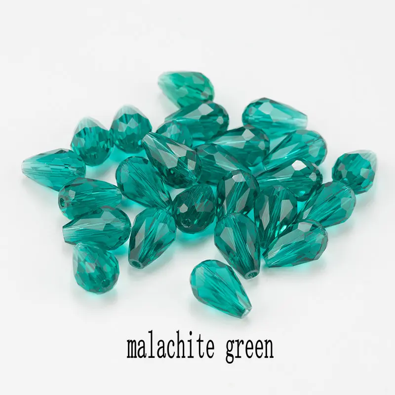 malachite green Высокое качество 6X8 мм, 8X10 мм Кристал, слезинка Форма Бисер стеклянные бусины Свободные Распорки Круглые бусины для самостоят - Цвет: malachite green
