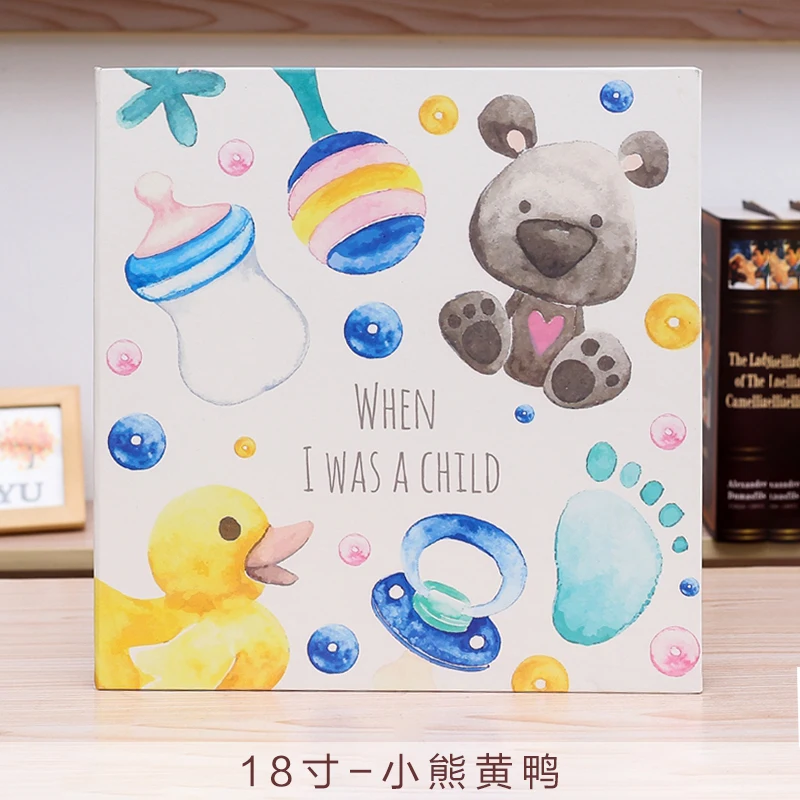 18 inch Leather cover baby infant children growth record DIY photo album 12 inch 18 inch this newborn paste type family photo album - Цвет: 18 inch