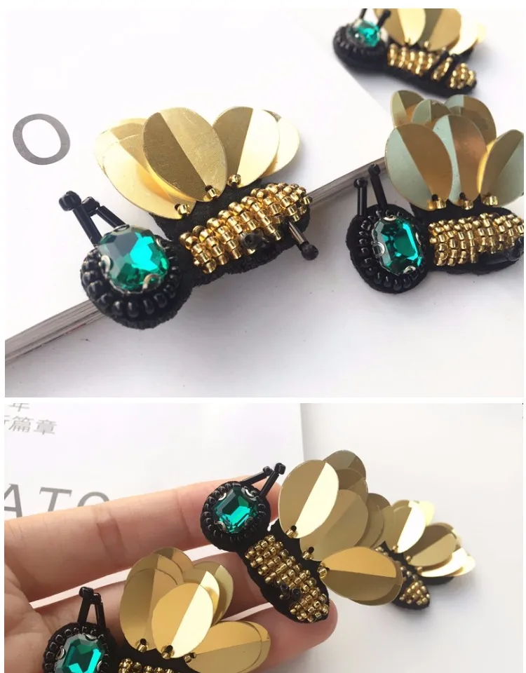 3 шт./лот нашивки со стразами и бисером ручной работы для одежды Сделай Сам