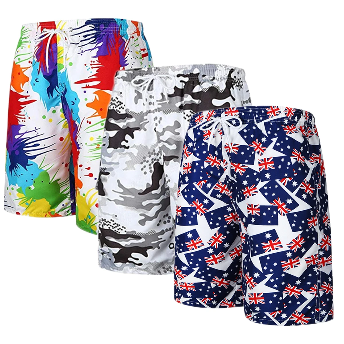 

Summer Mens Printed Beach Shorts Board Shorts Trunks Pants Swimwear Quick Dry