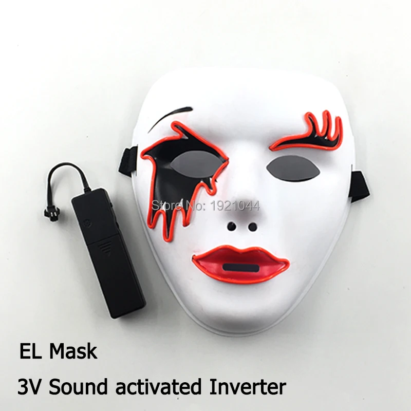 Хэллоуин Декоративный маски светодиодный светильник маска EL провода светящаяся