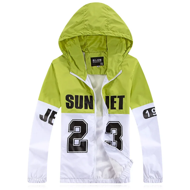 2015 New Autumn Men Jacket Windbreaker Hoodie Zipper Thin Sport Coats Patchwork Letter Printed Waterproof Outwear Coat WS492 | Мужская