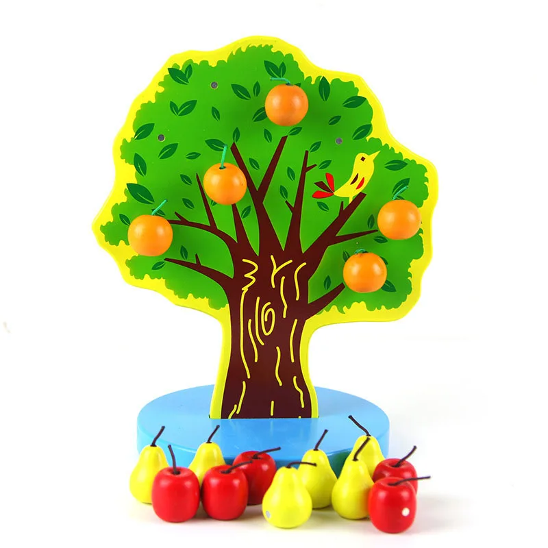 Fruit tree 25x14.7cm Головоломка матч деревянные магнитные фрукты дерево Монтессори игрушки Монтессори chlidren подарок Монтессори материалы Магнитная Яблоко Груша - Цвет: Fruit tree 25x14.7cm